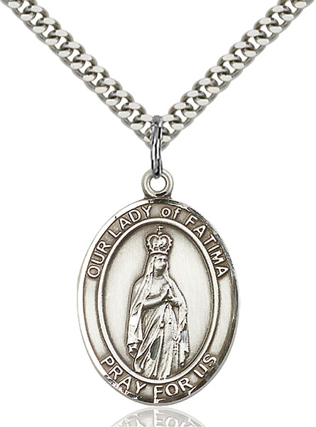 Large Sterling Silver Our Lady of Fatima Pendant