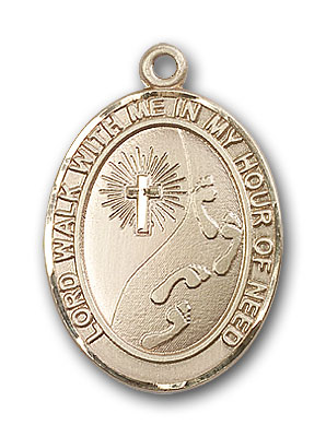 Gold-Filled Footprints Cross Pendant