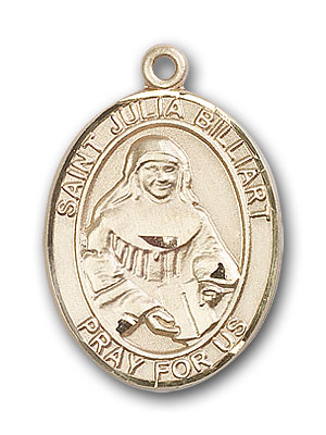 Patron Saint Against Poverty 1/2 x 1/4 14kt Gold St Julia Billiart Medal