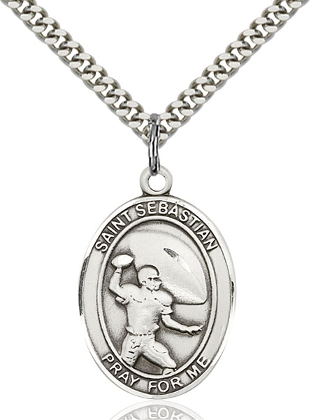 Sterling Silver St. Sebastian Football Pendant