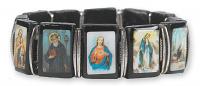 Black Wood and Metal Patron Saint Bracelet 12-Pack