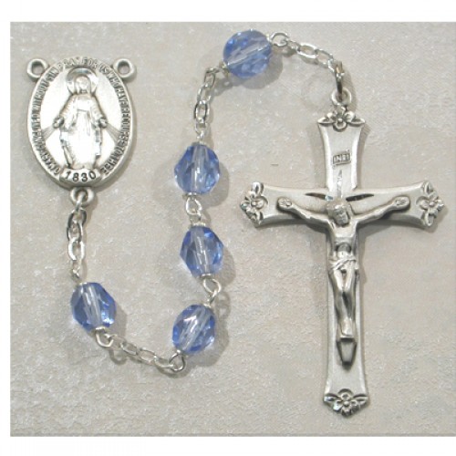Silver Finish St Gift Boxed Anthony Mary Claret Rosary with 6mm Amethyst Color Fire Polished Beads Anthony Mary Claret Center St and 1 3/8 x 3/4 inch Crucifix
