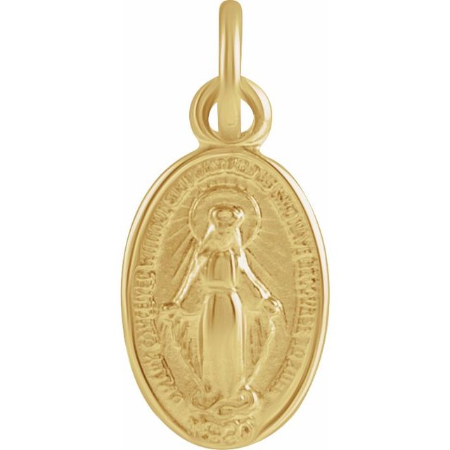 14K Gold Miraculous Medal Charm - Petite