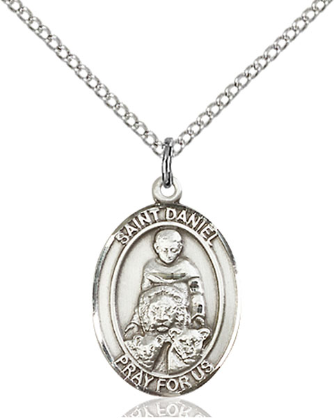 18-Inch Rhodium Plated Necklace with 6mm Sterling Silver Beads and Sterling Silver Saint Jeanne Jugan Charm. 