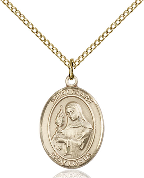 14K Gold-Filled St. Clare of Assisi Pendant