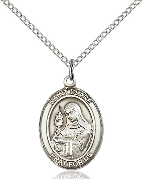 Sterling Silver St. Clare of Assisi Pendant