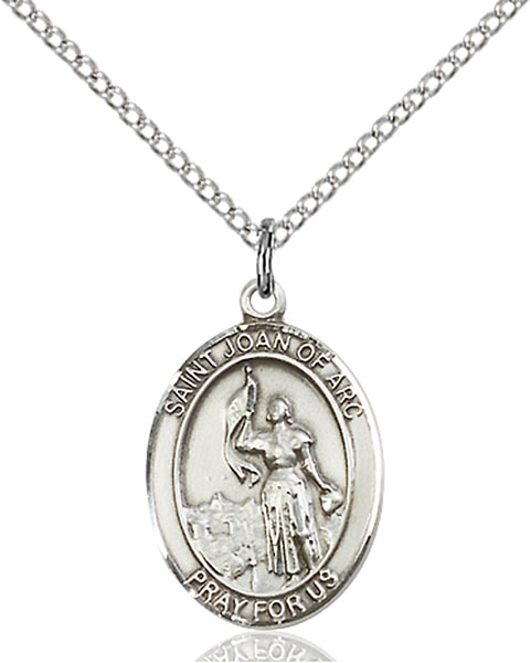 18-Inch Rhodium Plated Necklace with 4mm Ruby Birthstone Beads and Sterling Silver Saint Aedan of Ferns Charm.