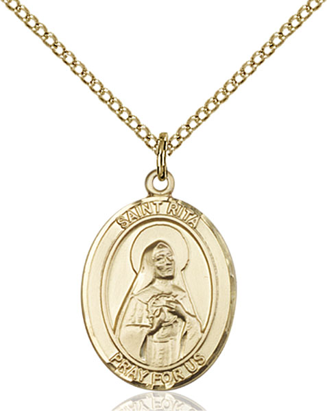 14K Gold-Filled St. Rita of Cascia Pendant