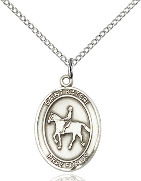 Sterling Silver St. Kateri Equestrian Pendant