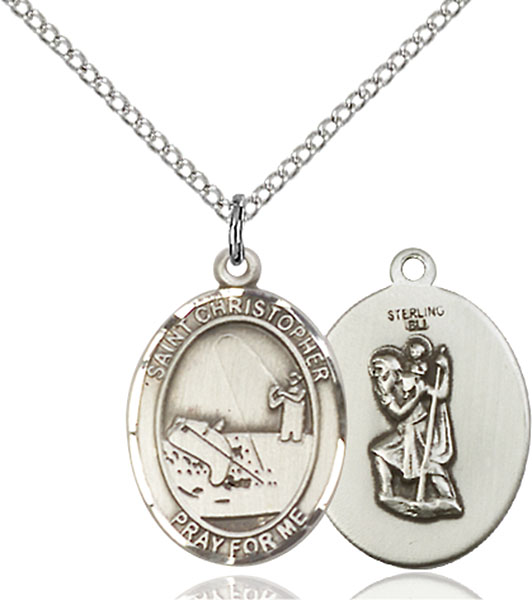 18-Inch Rhodium Plated Necklace with 6mm Rose Birthstone Beads and Sterling Silver Saint Christopher/Soccer Charm.
