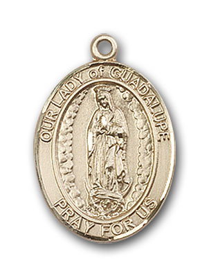 Virgen De Guadalupe Oval Medal Our Lady of Guadalaupe Medal Gold Stainless Steel with 18 inch Chain 
