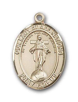 14K Gold OUR LADY of All Nations Pendant