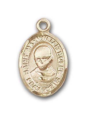 Bonyak Jewelry 18 Inch Rhodium Plated Necklace w/ 6mm Sterling Silver Beads and Saint Maximilian Kolbe Charm