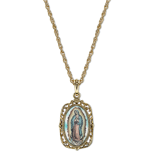14K Gold-Dipped Enamel Lady Of Guadalupe Medallion Necklace