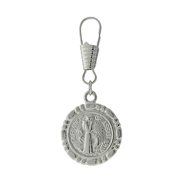 Silver-Tone St. Francis of Assisi Attachable Pet Collar Tag