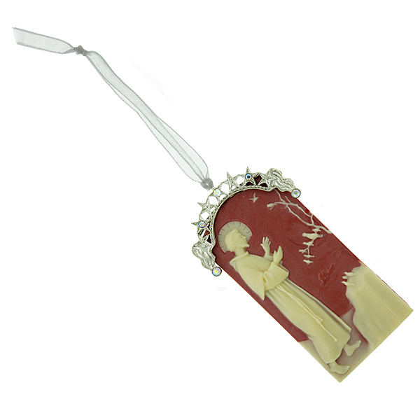 Silver-Tone and Crystal AB St. Francis of Assisi Cameo Ornament