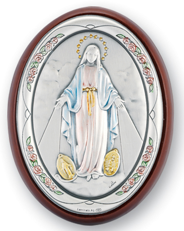 3-inch by 2-inch Sterling Silver Our Lady of the Miraculous Medal Plaque