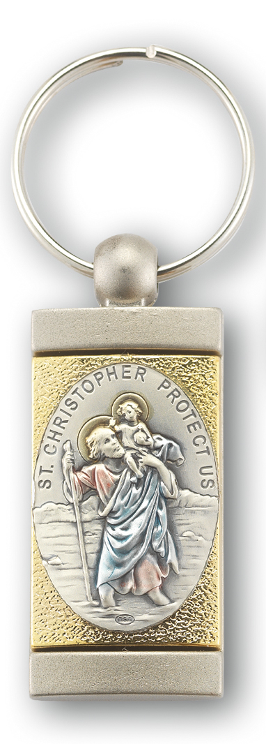 1 3/8-inch Sterling St. Christopher Key Chain