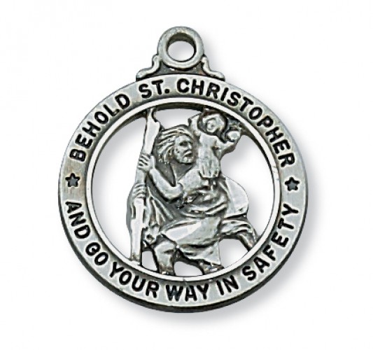 Antique Silver St. Christopherwith 20" Chain