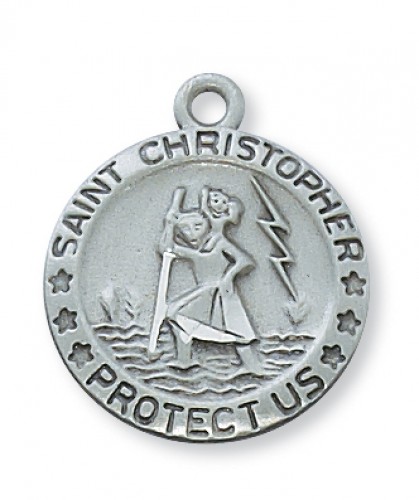 Pewter St. Christopher Pendant with 18-inch Chain