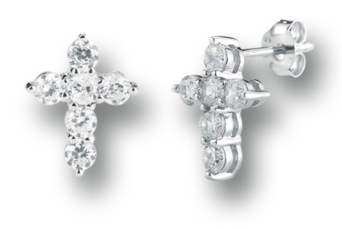 1/2-inch Sterling Zircon Earrings