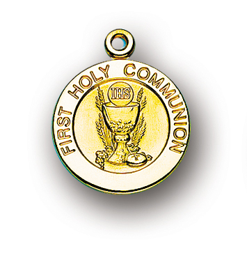 13/16-inch Gold Over Sterling Silver First Holy Communion Pendant
