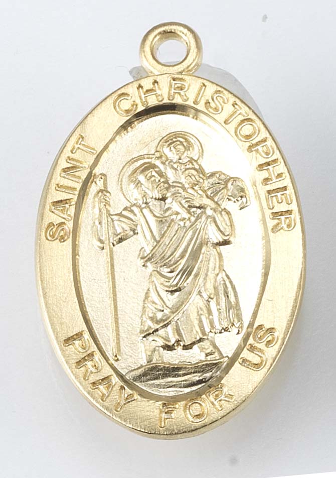 Gold over Sterling Silver Oval St. Christopher Medal
