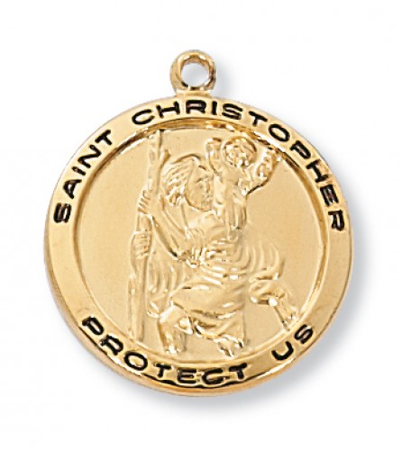 Gold over Silver St. Christopher  18-inch Chain and Box