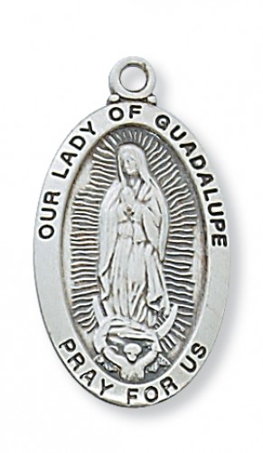 Sterling Silver Our Lady Guadalupe with 18-inch Chain  - Engravable