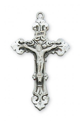 John Baptist de la Salle Center Gift Boxed and 1 5/8 x 1 inch Crucifix John Baptist de la Salle Rosary with 6mm Peridot Color Fire Polished Beads St Silver Finish St