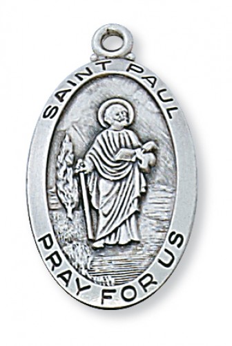 Sterling Silver Medal of St Paul 24-inch Chain - Engravable