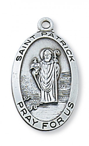 Sterling Silver Medal of St Patrick 24-inch Chain - Engravable