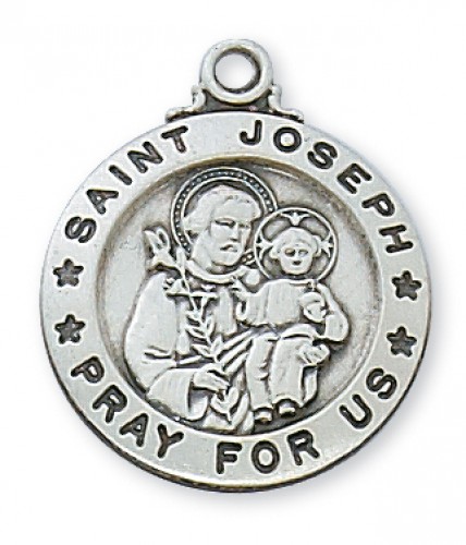 Sterling Silver Medal of St. Joseph 20-inch Chain  - Engravable
