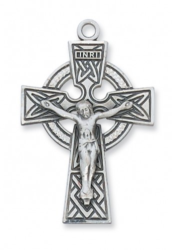 Sterling Silver Celtic Crucifix 24-inch Chain