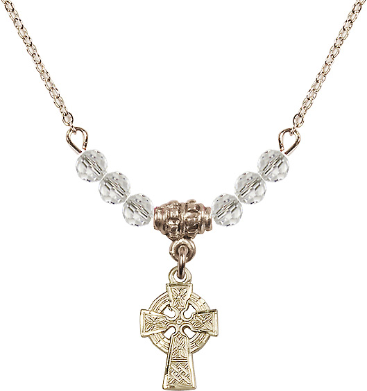 Chalice Charm. 18-Inch Rhodium Plated Necklace with 4mm Crystal Birthstone Beads and Sterling Silver 5-Way