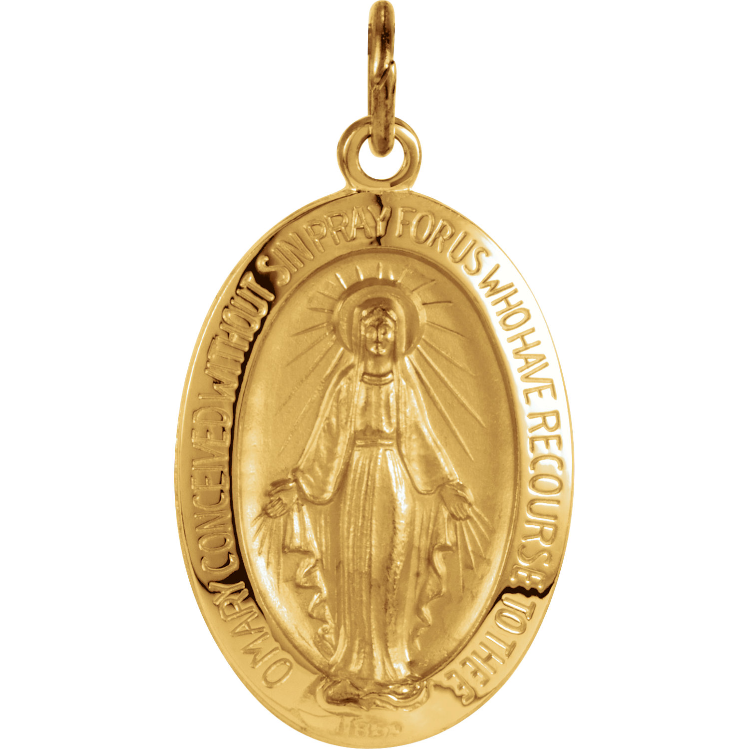 14K Yellow Gold 23x16mm Hollow Miraculous Medal