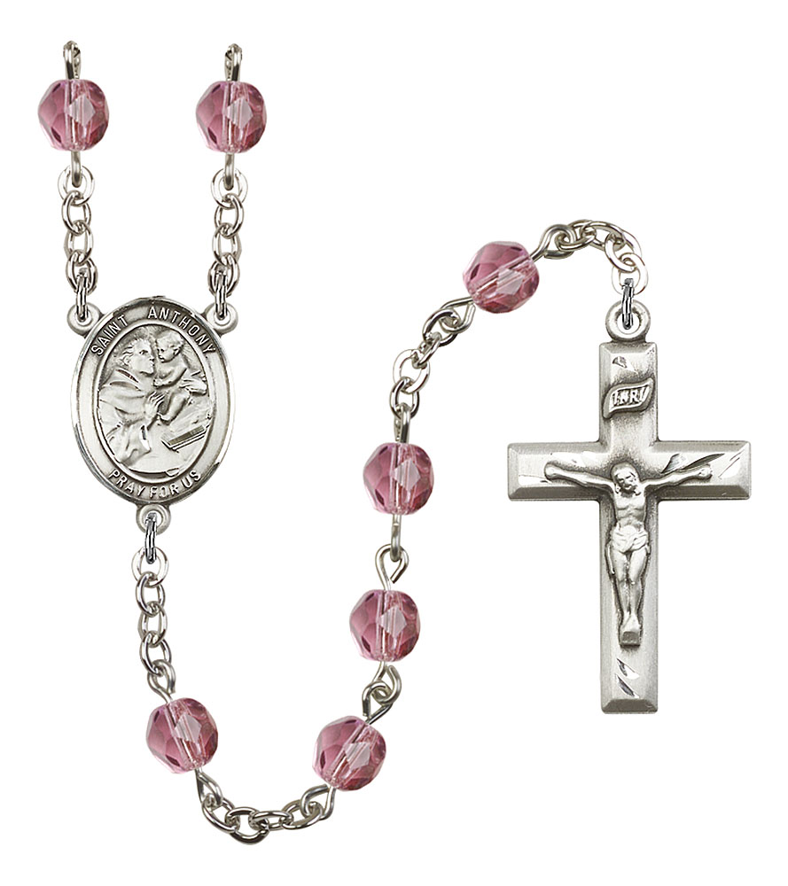 Saint Anthony of Padua Engravable Rosary with Amethyst Beads
