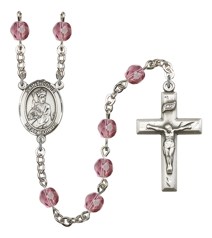 Saint Louis Engravable Rosary with Amethyst Beads