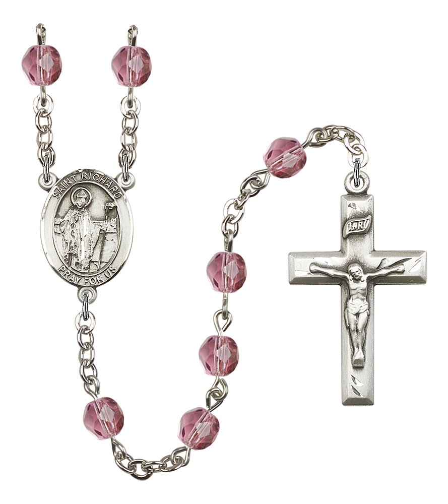 Saint Richard Engravable Rosary with Amethyst Beads
