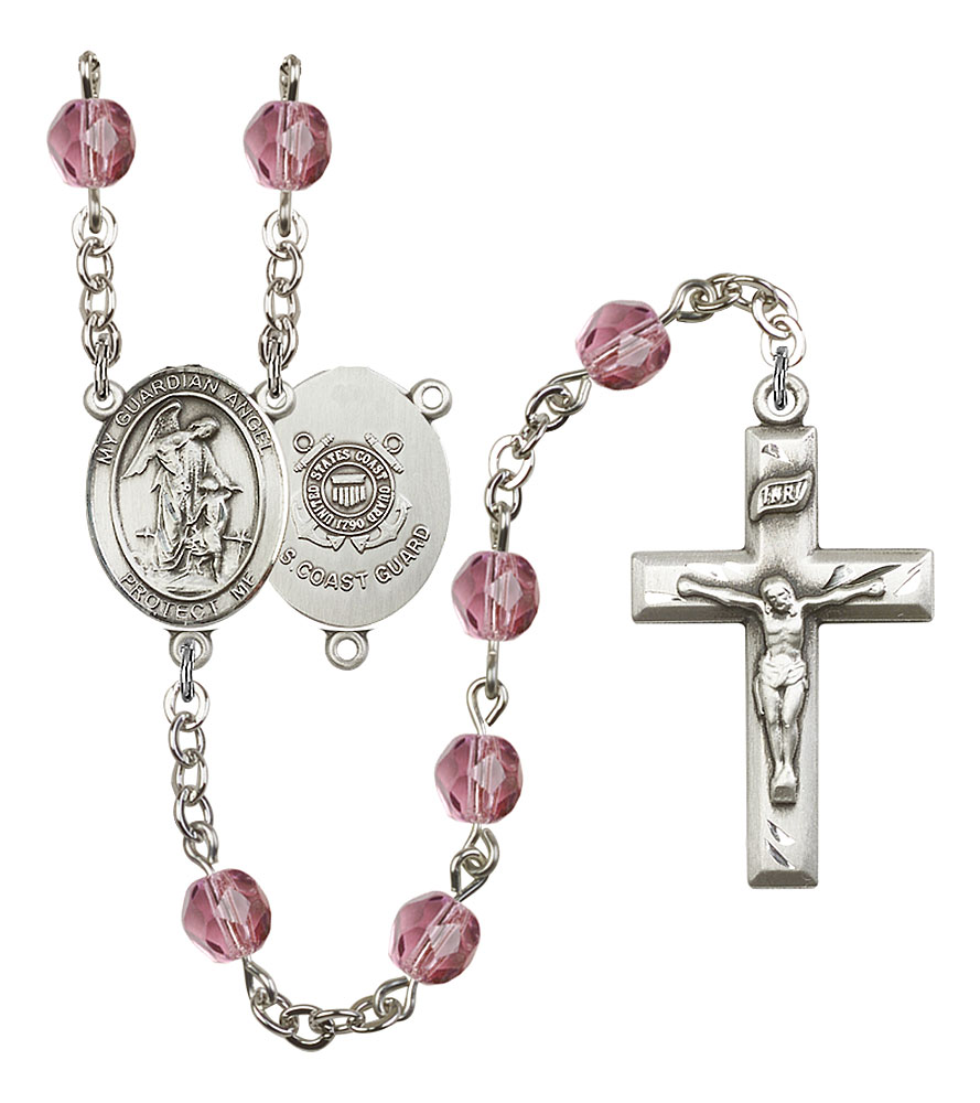 Guardian Angel and Coast Guard Rosary with Amethyst Beads