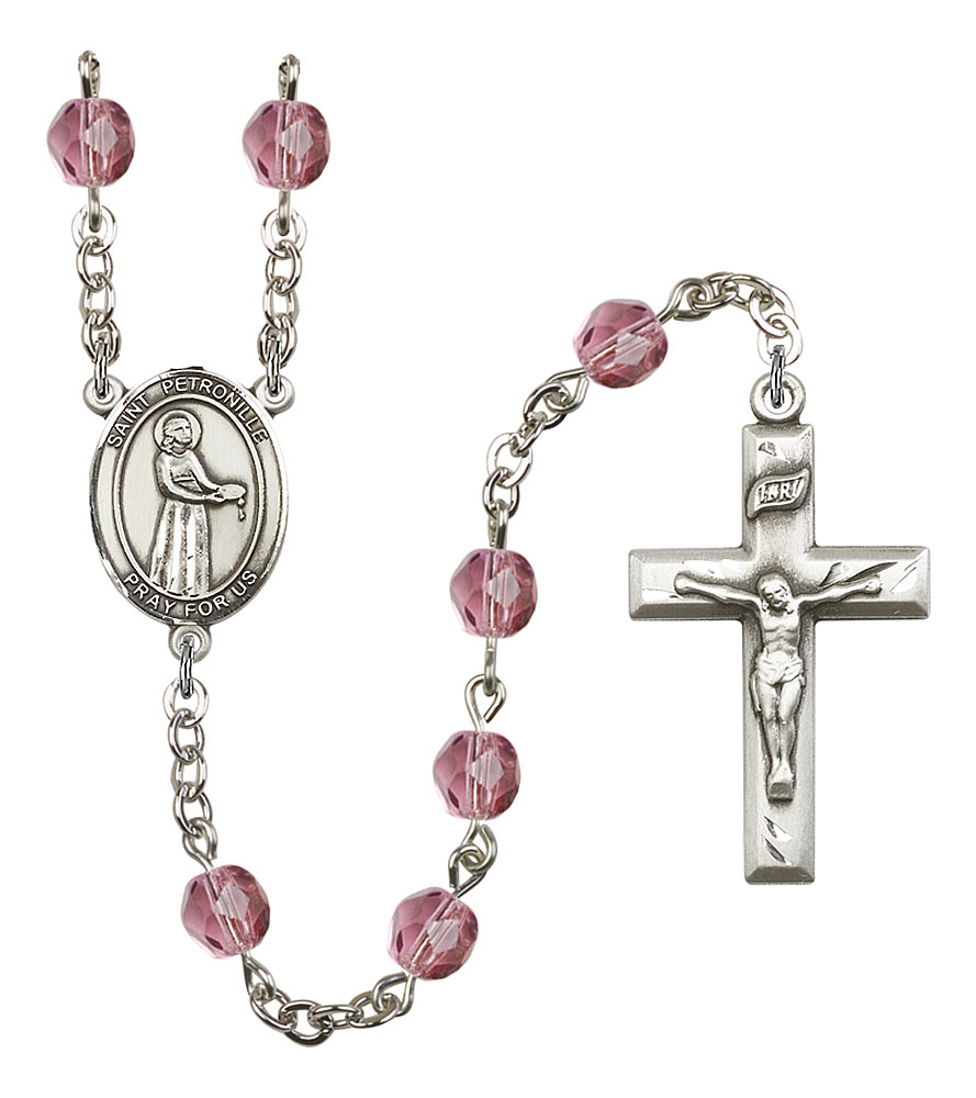 Saint Petronille Engravable Rosary with Amethyst Beads