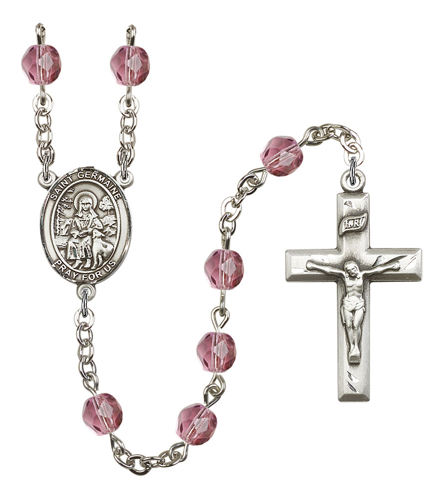 Saint Germaine Cousin Engravable Rosary with Amethyst Beads