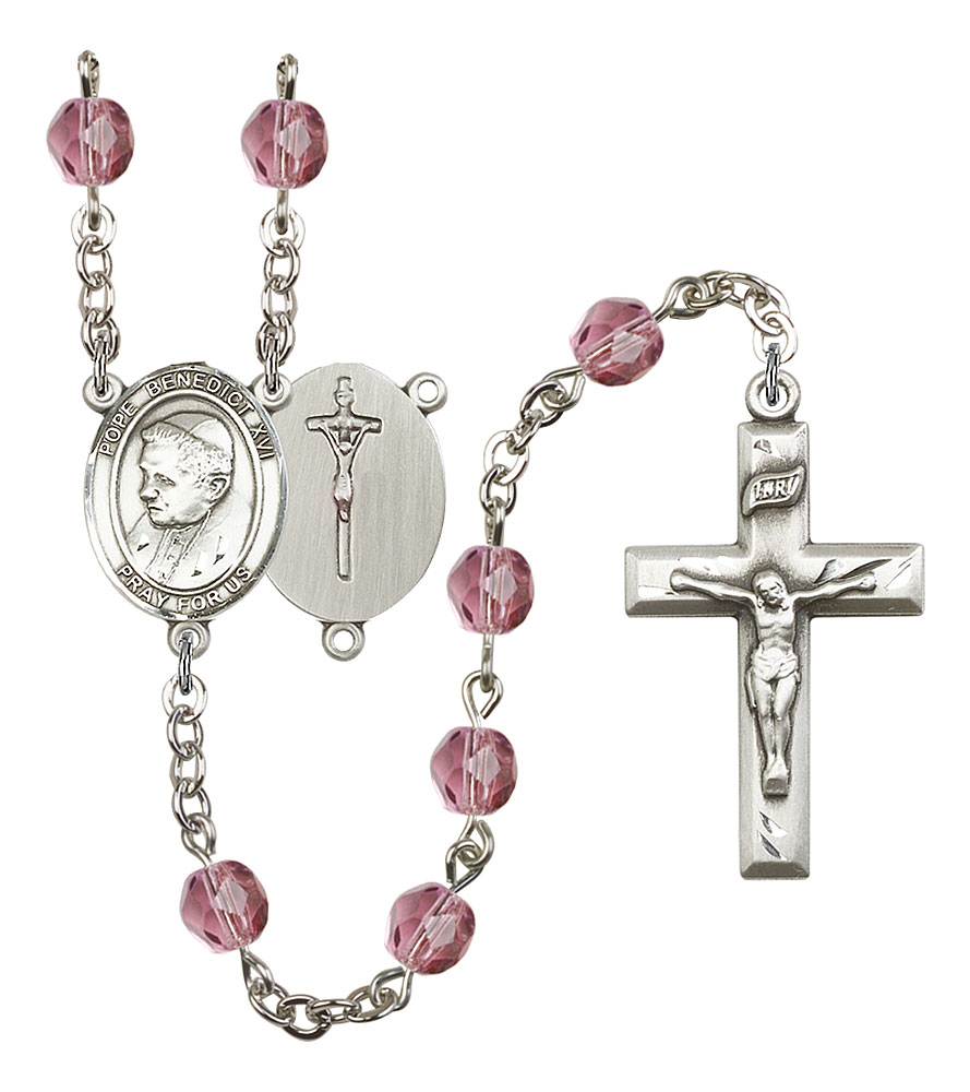 Pope Emeritace Benedict XVI Rosary with Amethyst Beads