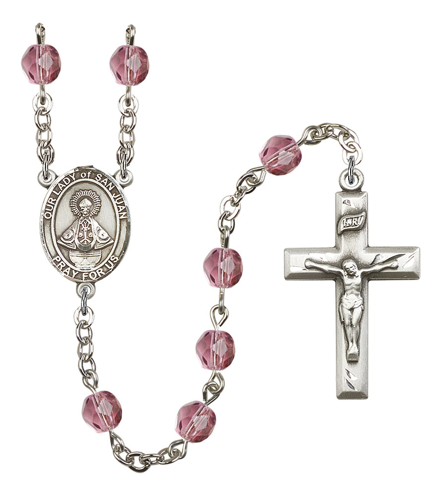 Our Lady of San Juan Engravable Rosary with Amethyst Beads