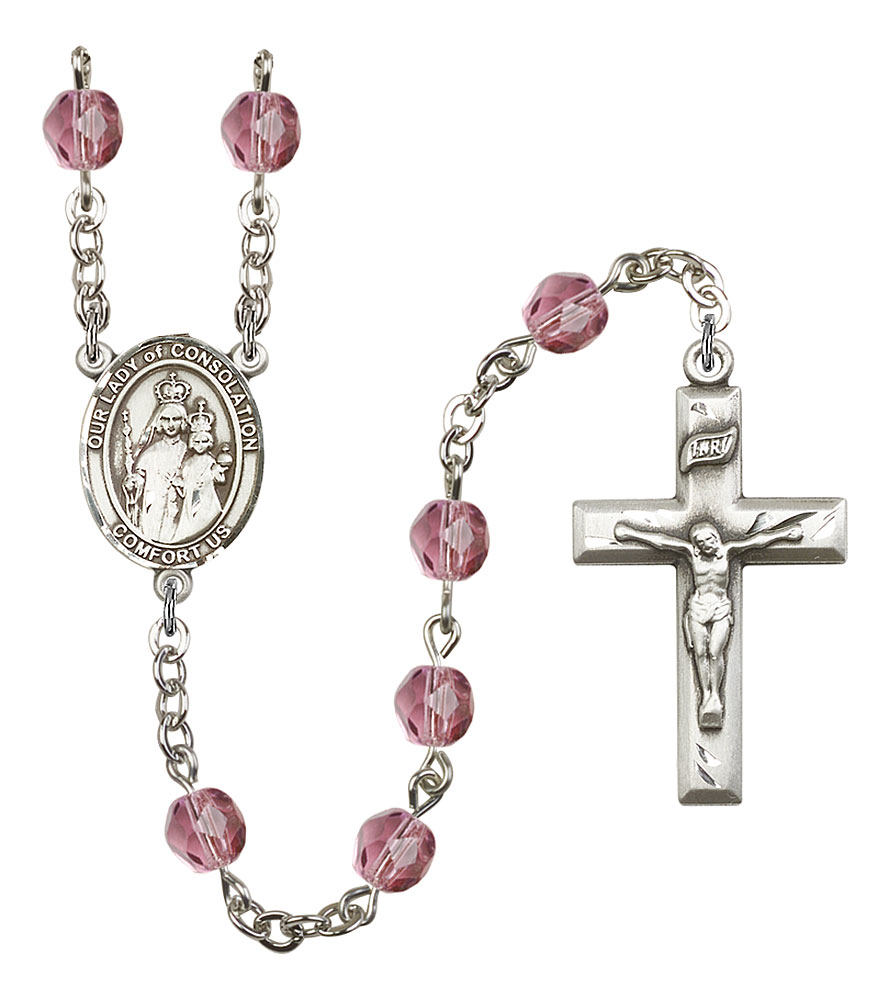Our Lady of Consolation Engravable Rosary with Amethyst Beads