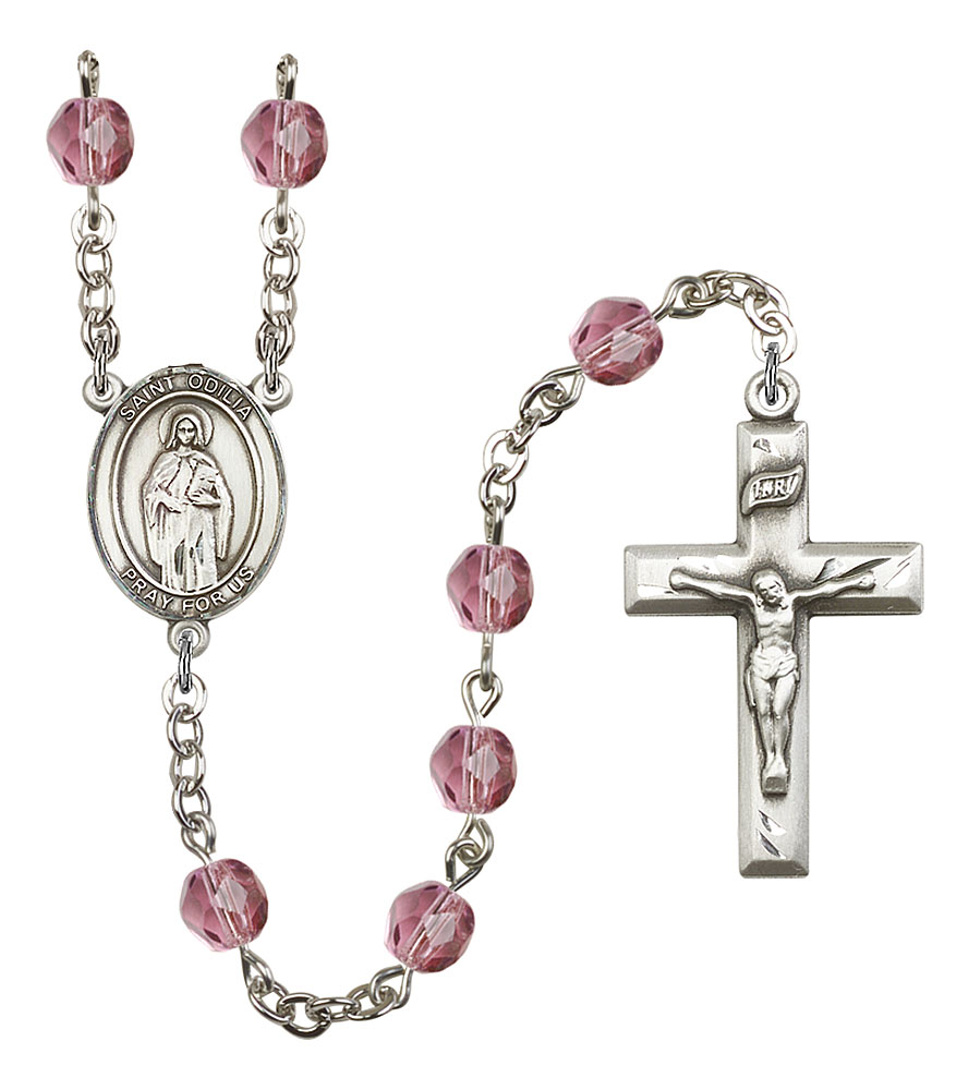 Saint Odilia Engravable Rosary with Amethyst Beads