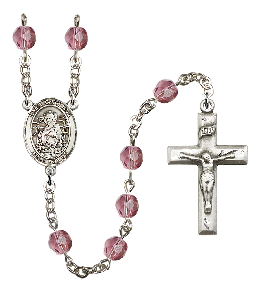 Saint Christina the Astonishing Engravable Rosary with Amethyst Beads