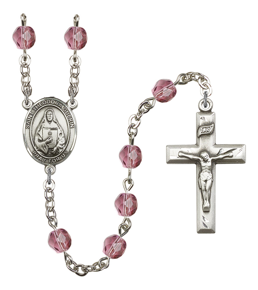 Saint Theodora Engravable Rosary with Amethyst Beads