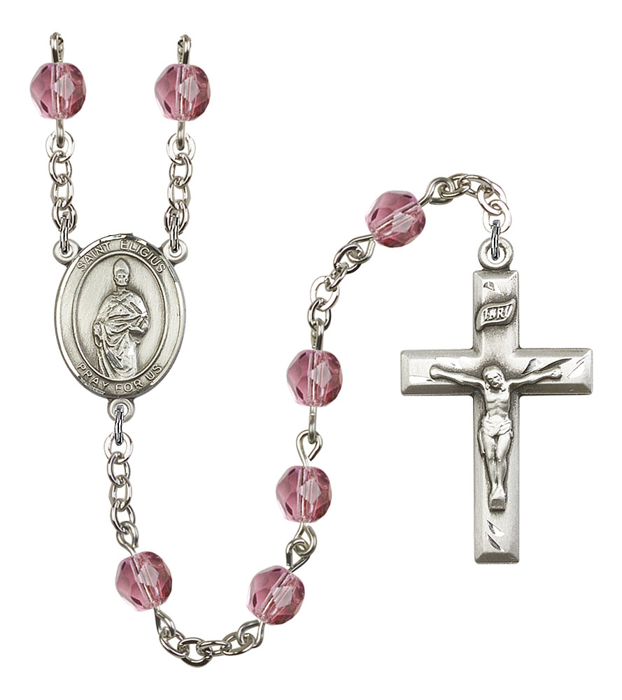 Saint Eligius Engravable Rosary with Amethyst Beads