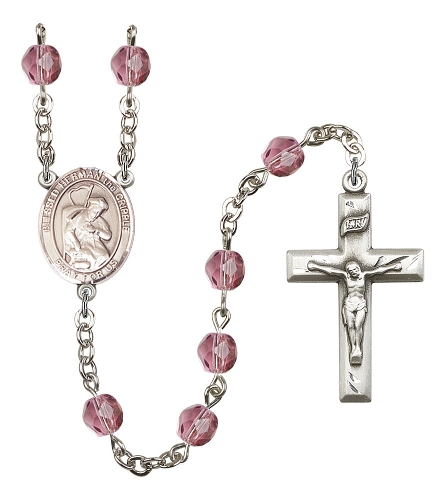 Blessed Herman the Cripple Engravable Rosary with Amethyst Beads